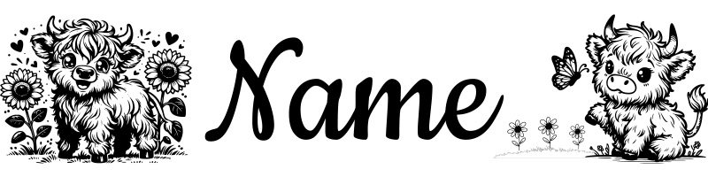 Hochland Rinder mit Blumen