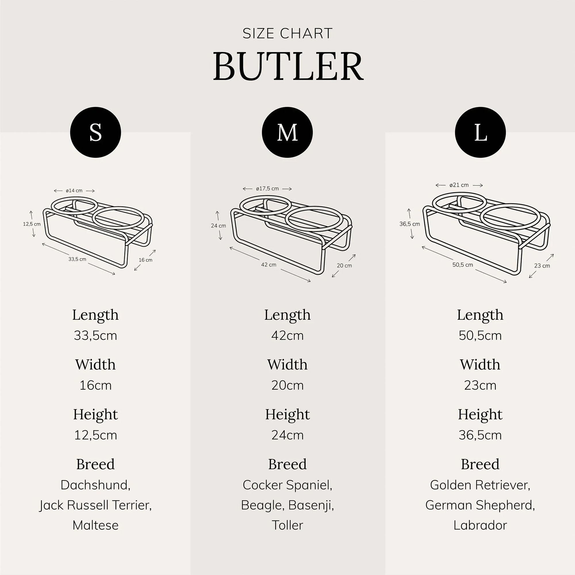 District 70 Erhöhter Hundenapfständer BUTLER – Soft Beige verschiedene Größen