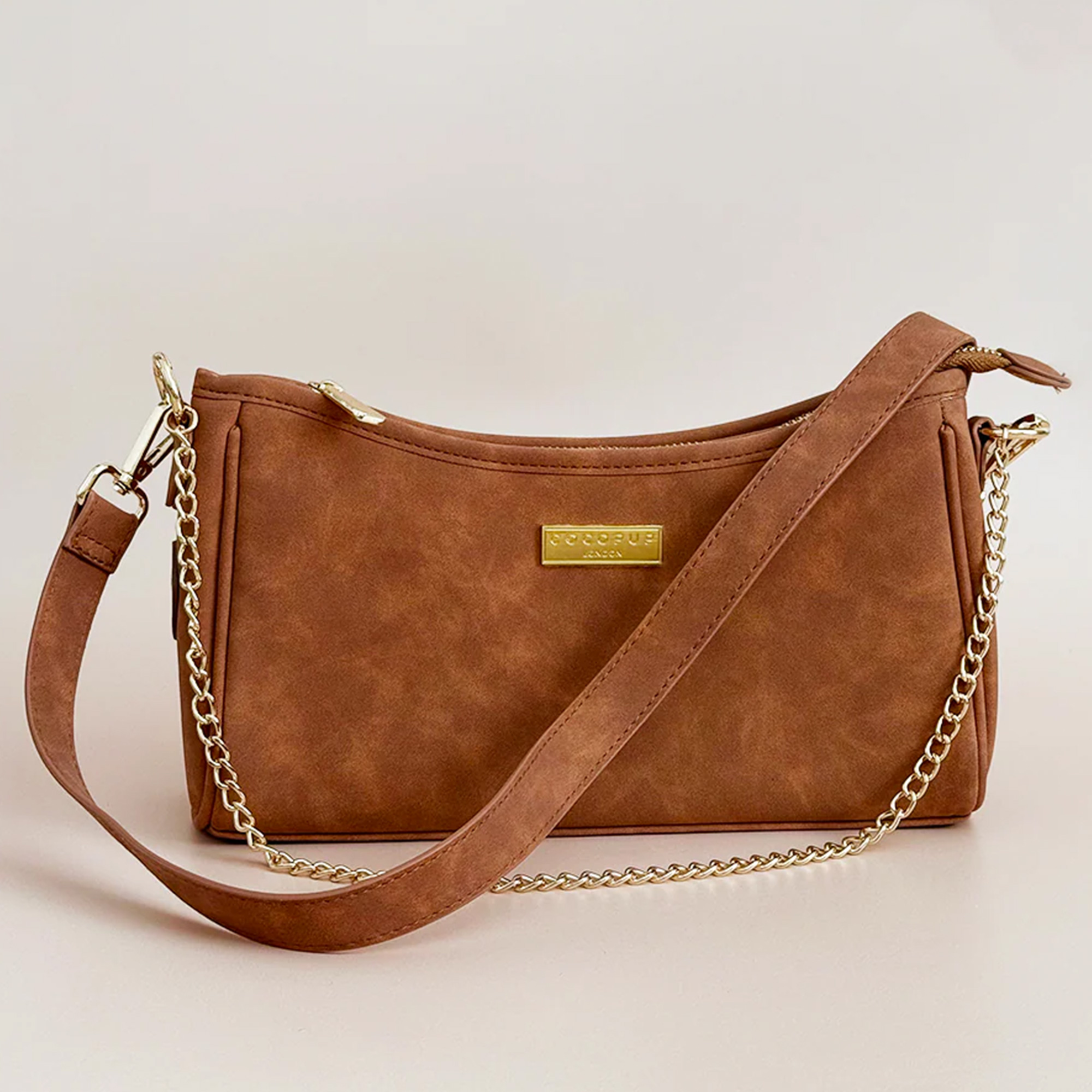 Gassi Tasche Wildlederoptik inkl. Riemen Braun