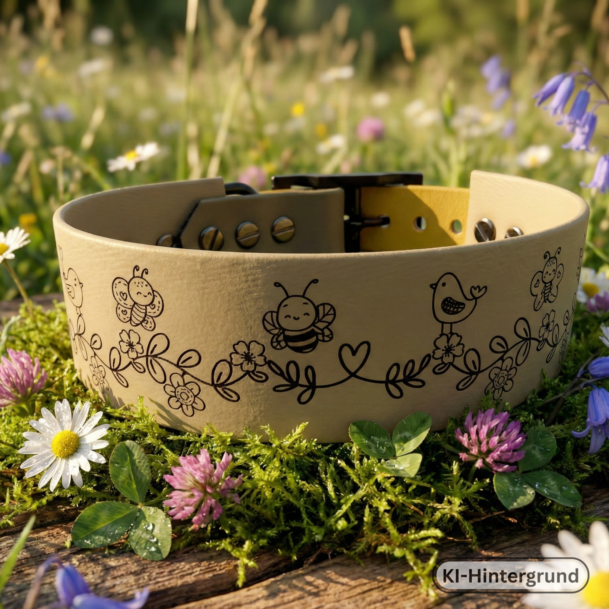 Graviertes Halsband - Floral 38mm