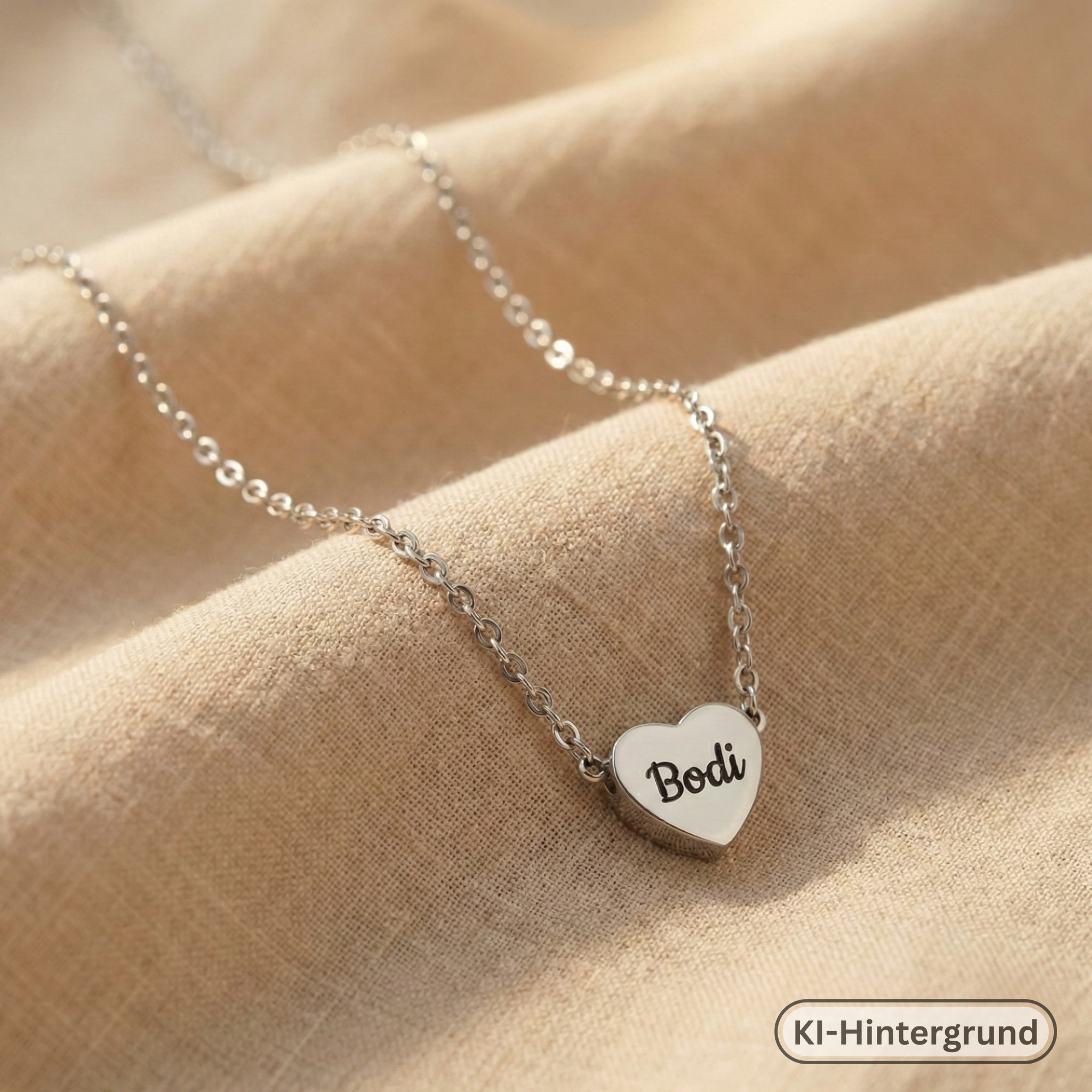 Mini Heart Necklace Stainless Steel with Engraving