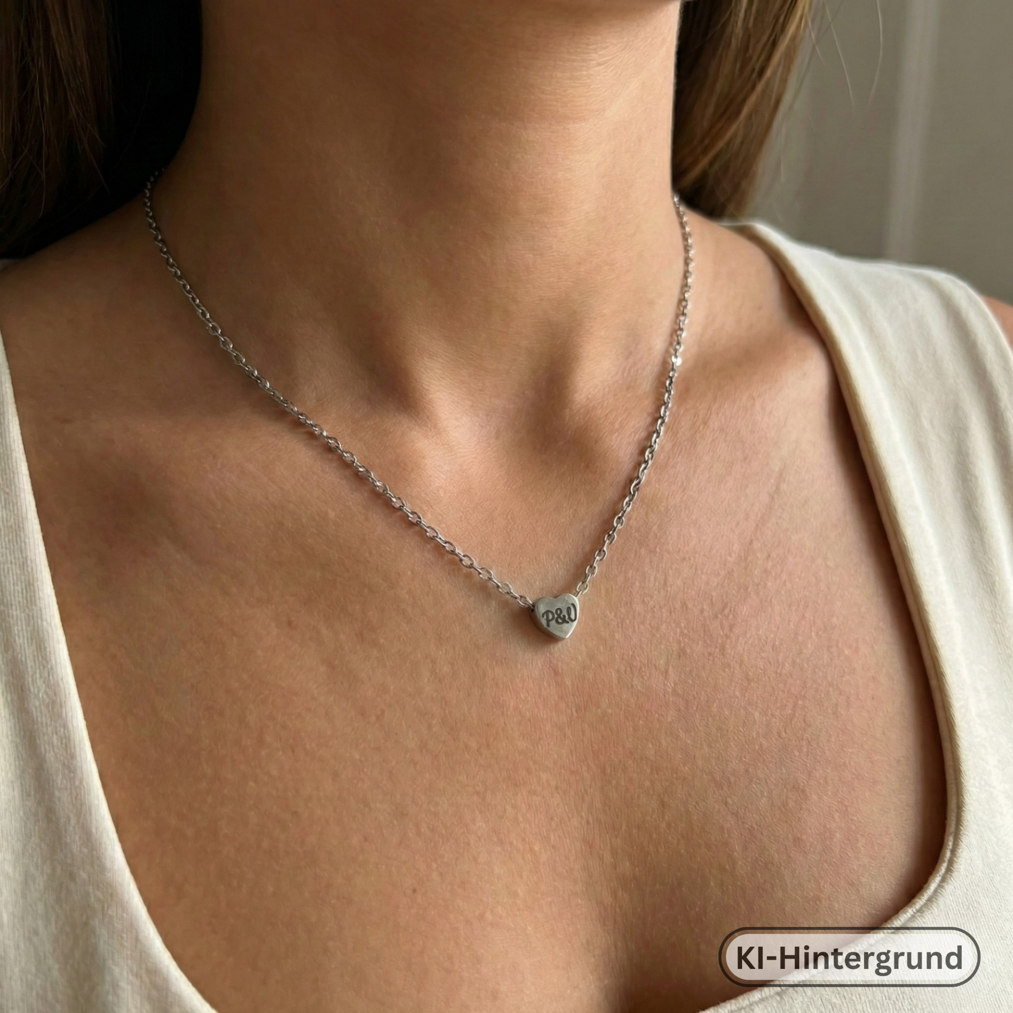 Mini Heart Necklace Stainless Steel with Engraving