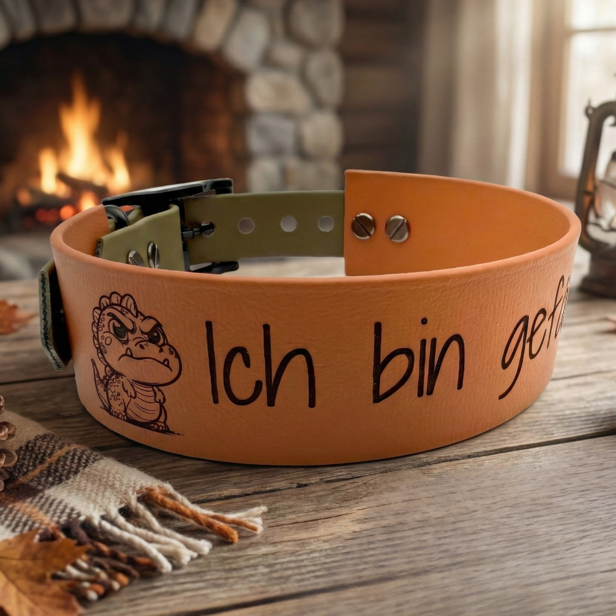 Graviertes Halsband - Dinos & Drachen 38mm