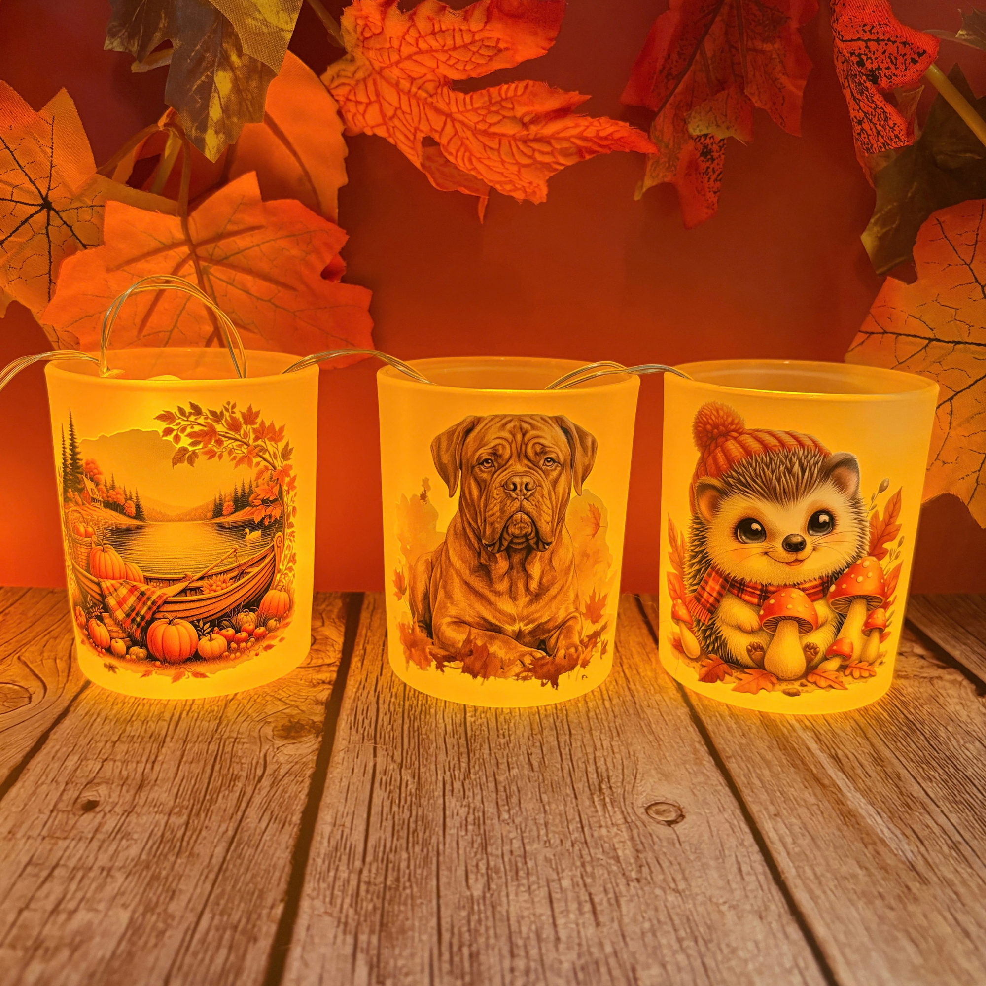 Frosted Glass Tealight Holder "Autumn & Halloween Edition" 