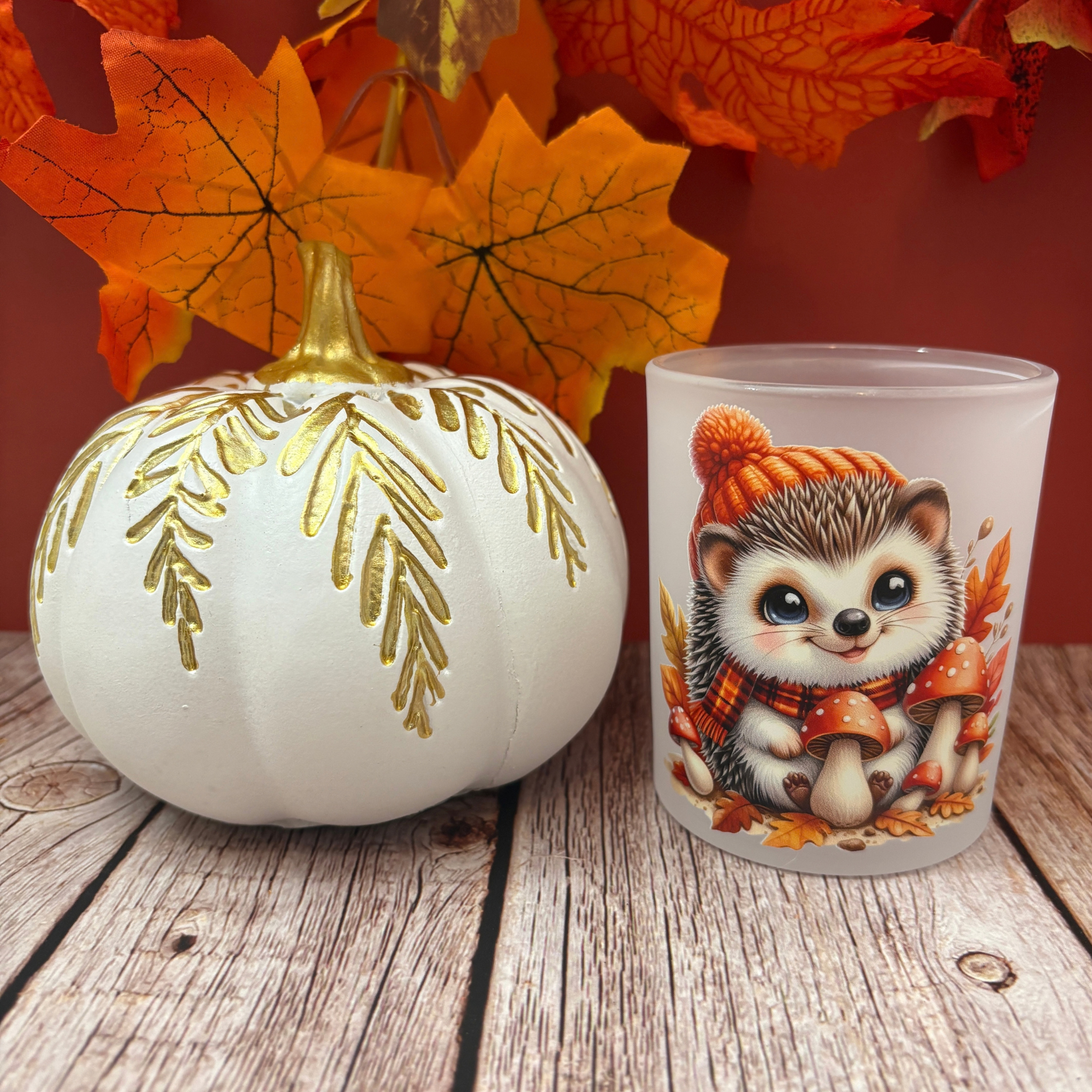 Frosted Glass Tealight Holder "Autumn & Halloween Edition" 