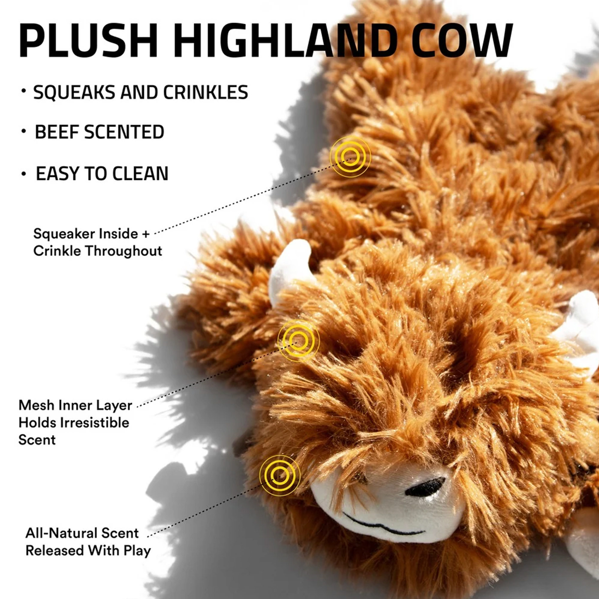 🐂 Playology Plüsch Hochlandrind – Rindfleischduft (Groß)