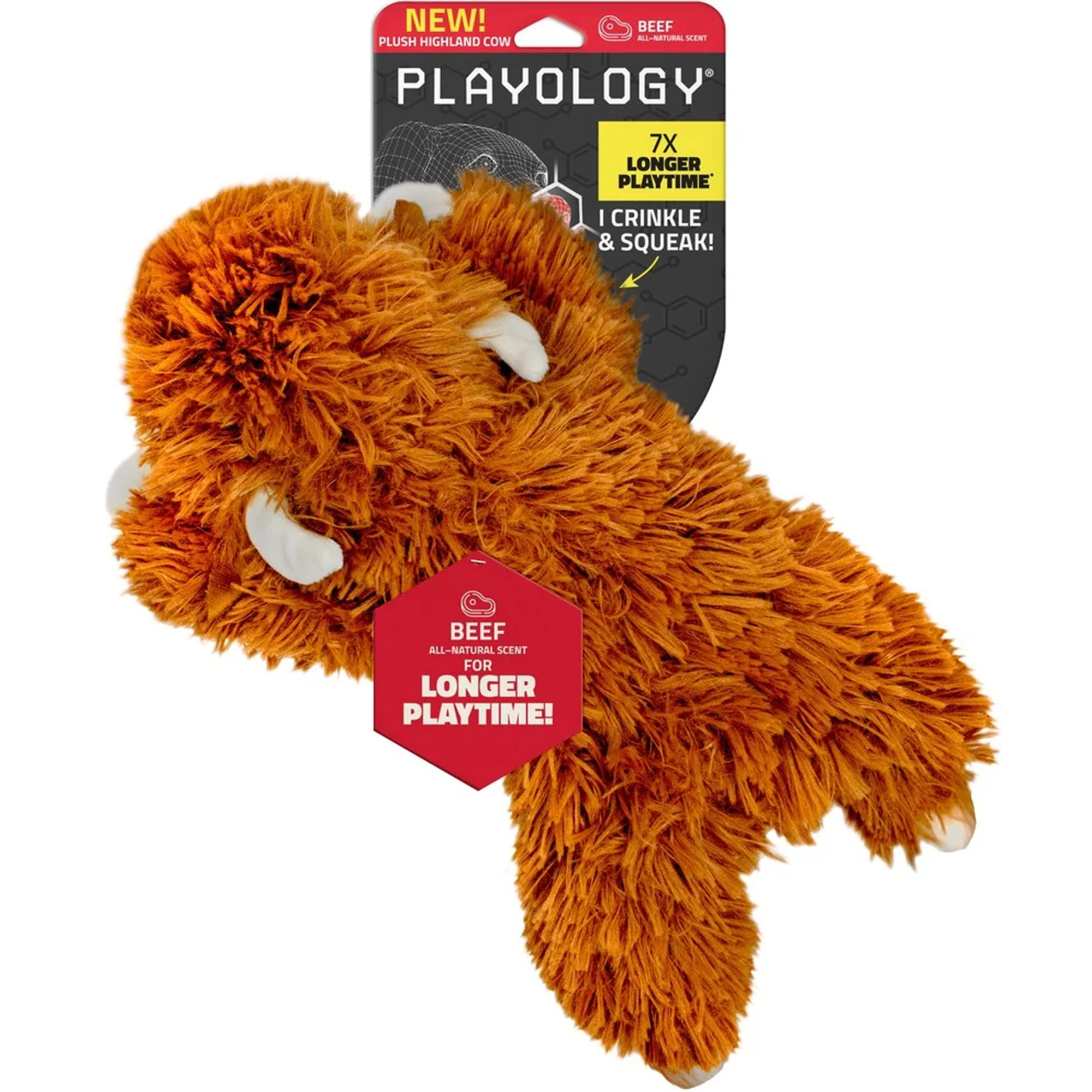 🐂 Playology Plüsch Hochlandrind – Rindfleischduft (Groß)