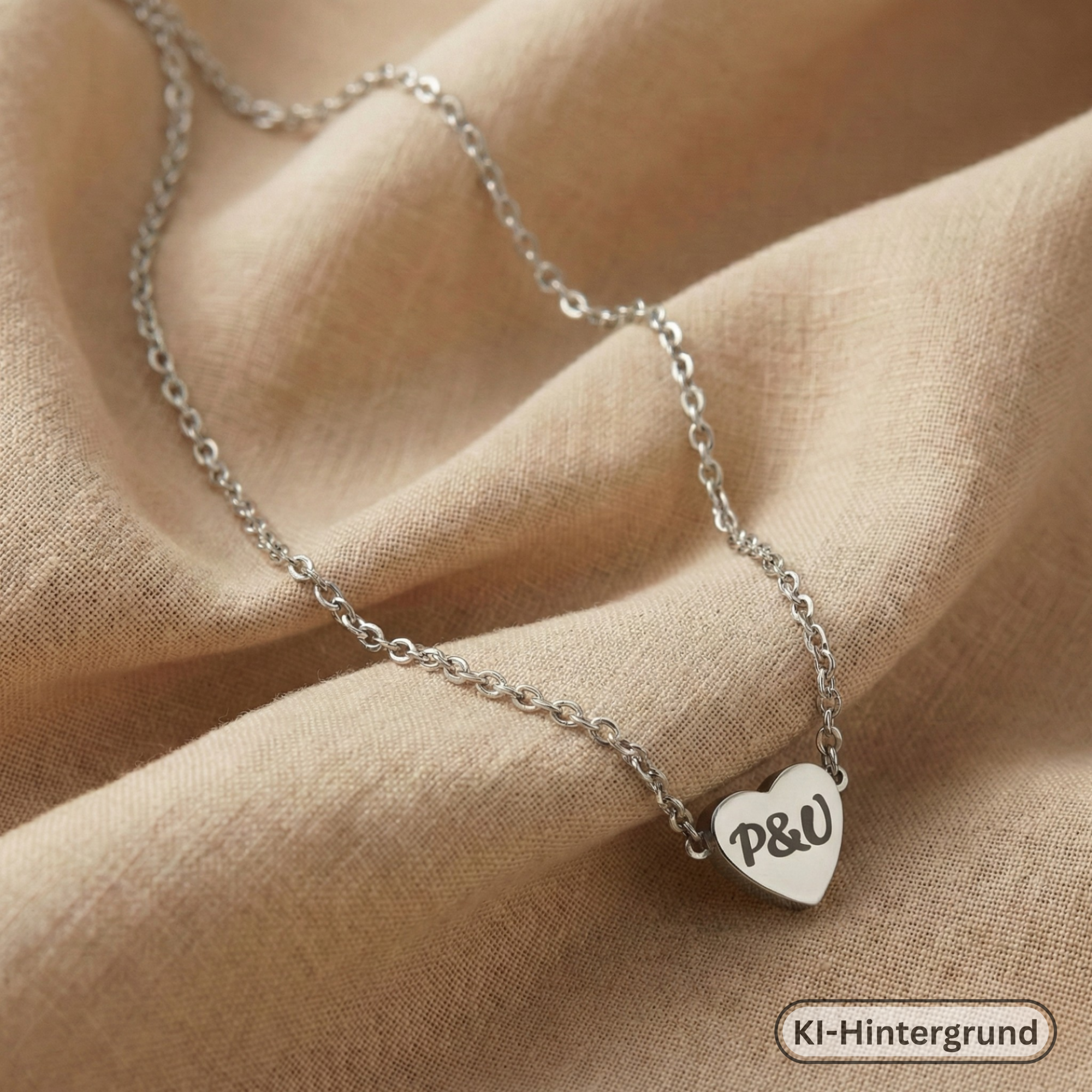 Mini Heart Necklace Stainless Steel with Engraving