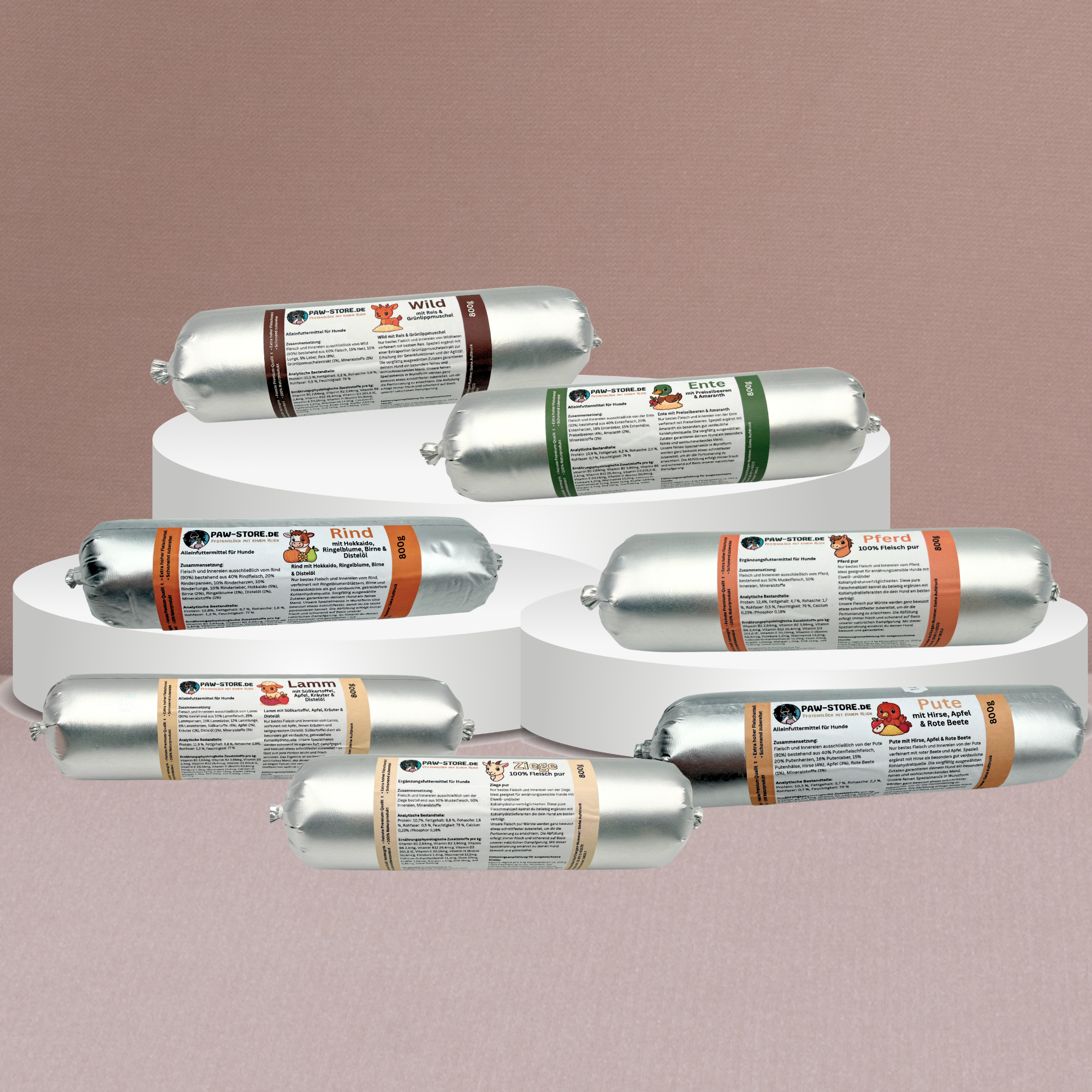 Gourmet Wurst (Barfwurst) 800g verschiedene Sorten