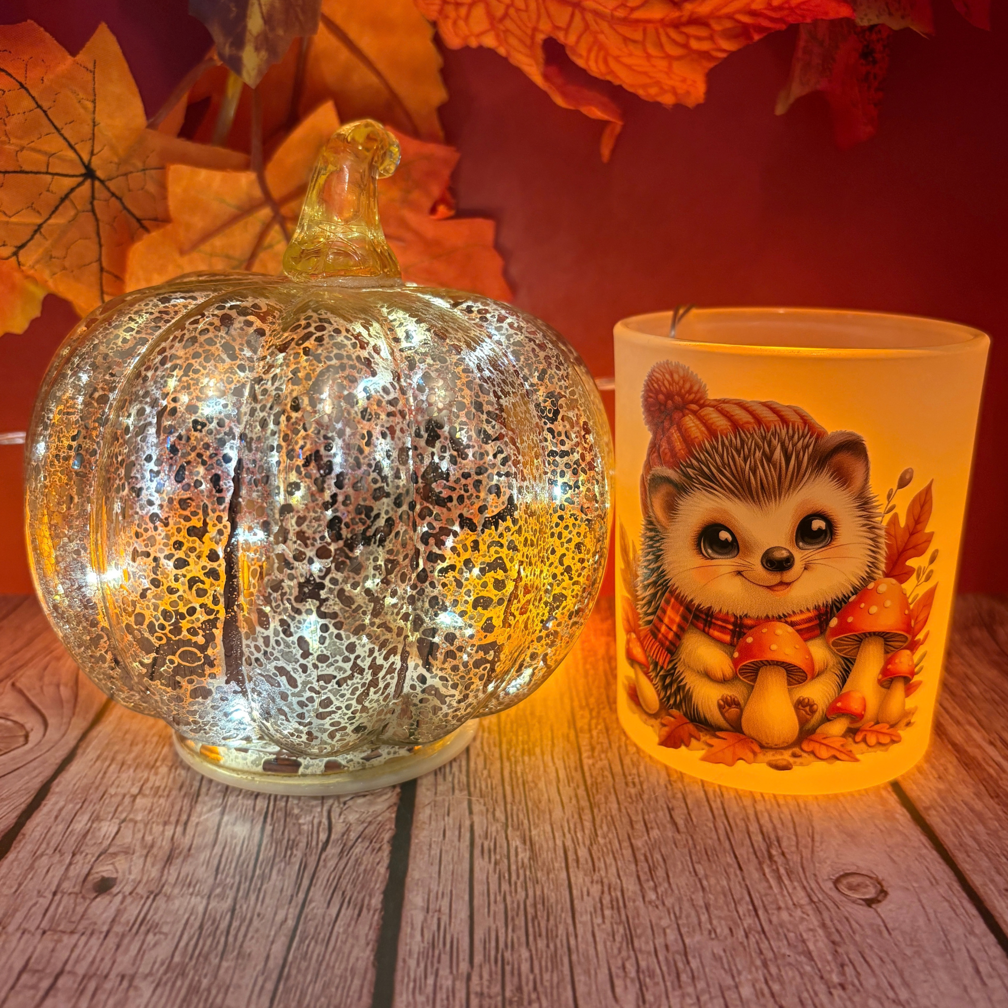 Frosted Glass Tealight Holder "Autumn & Halloween Edition" 