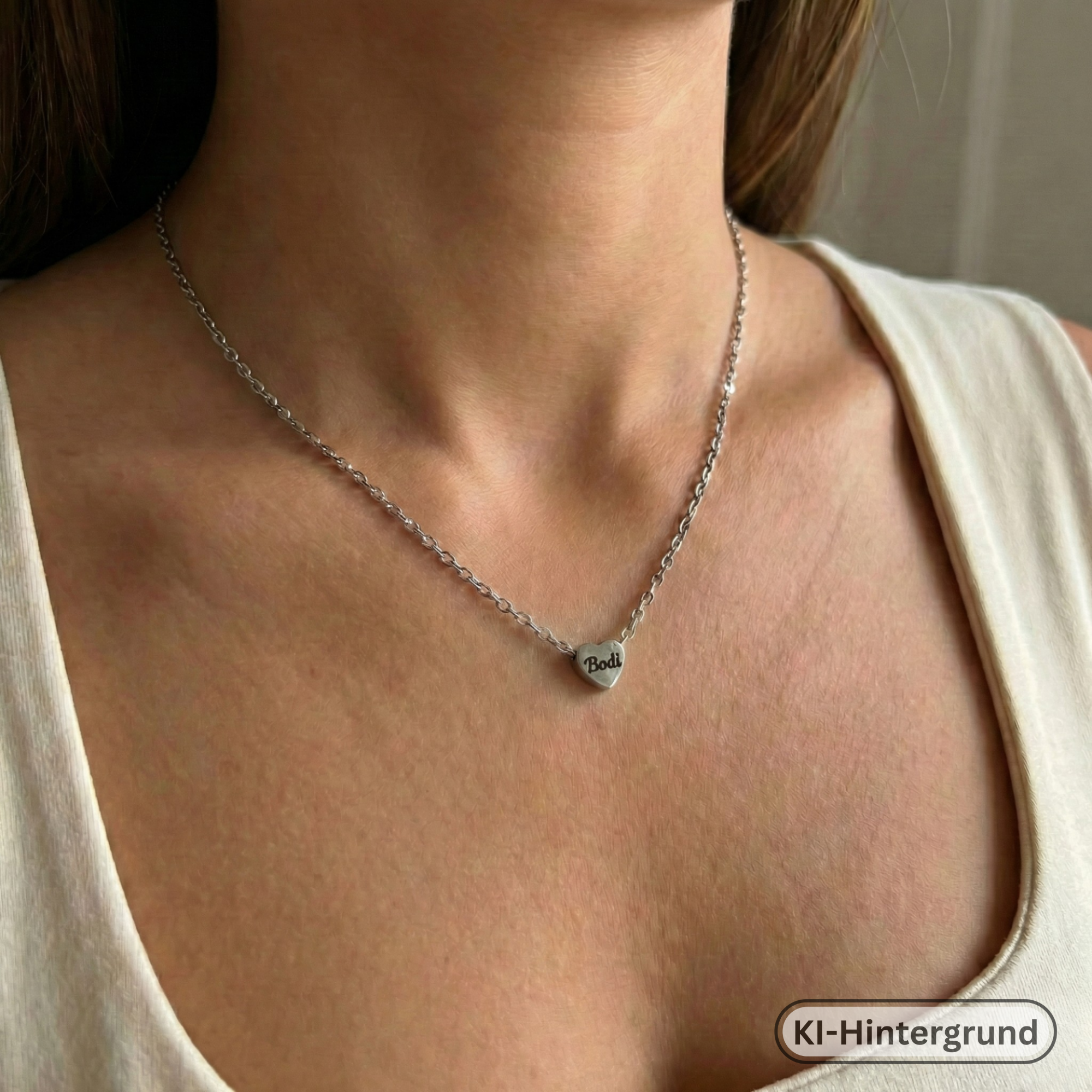 Mini Heart Necklace Stainless Steel with Engraving