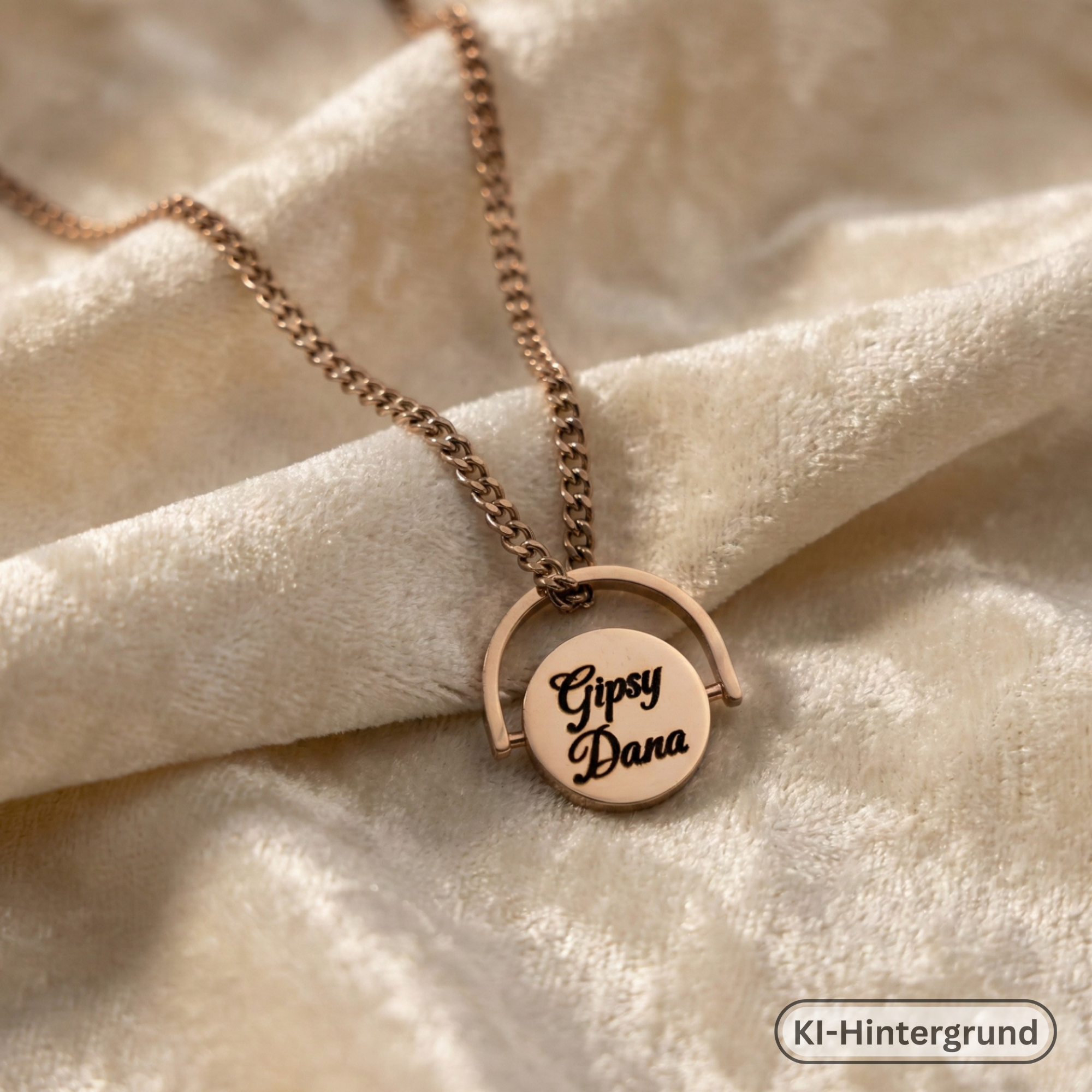 Round Spinner Necklace Stainless Steel with Engraving