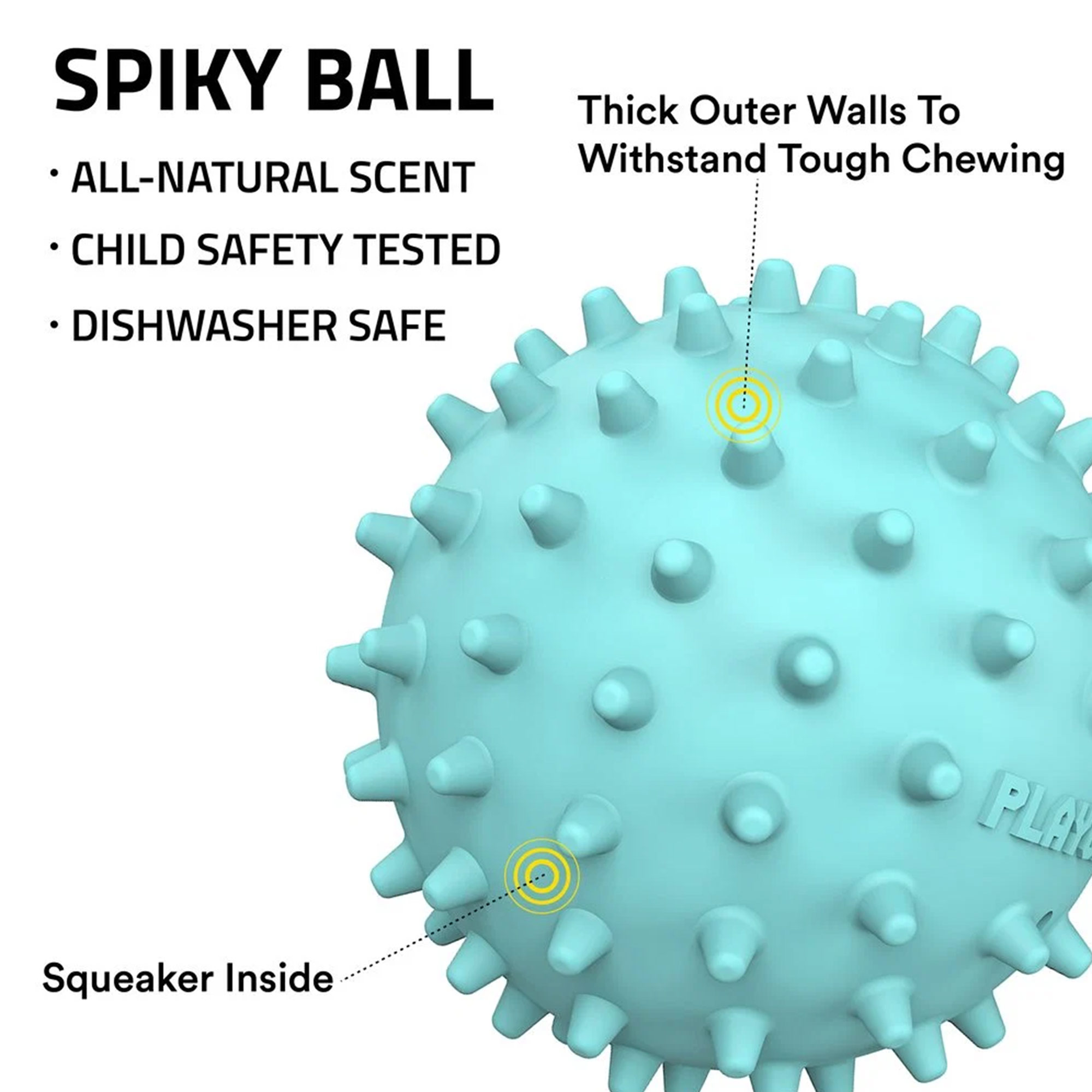 Playology Spikey Squeaky Chew Ball Medium – Erdnussbutter 