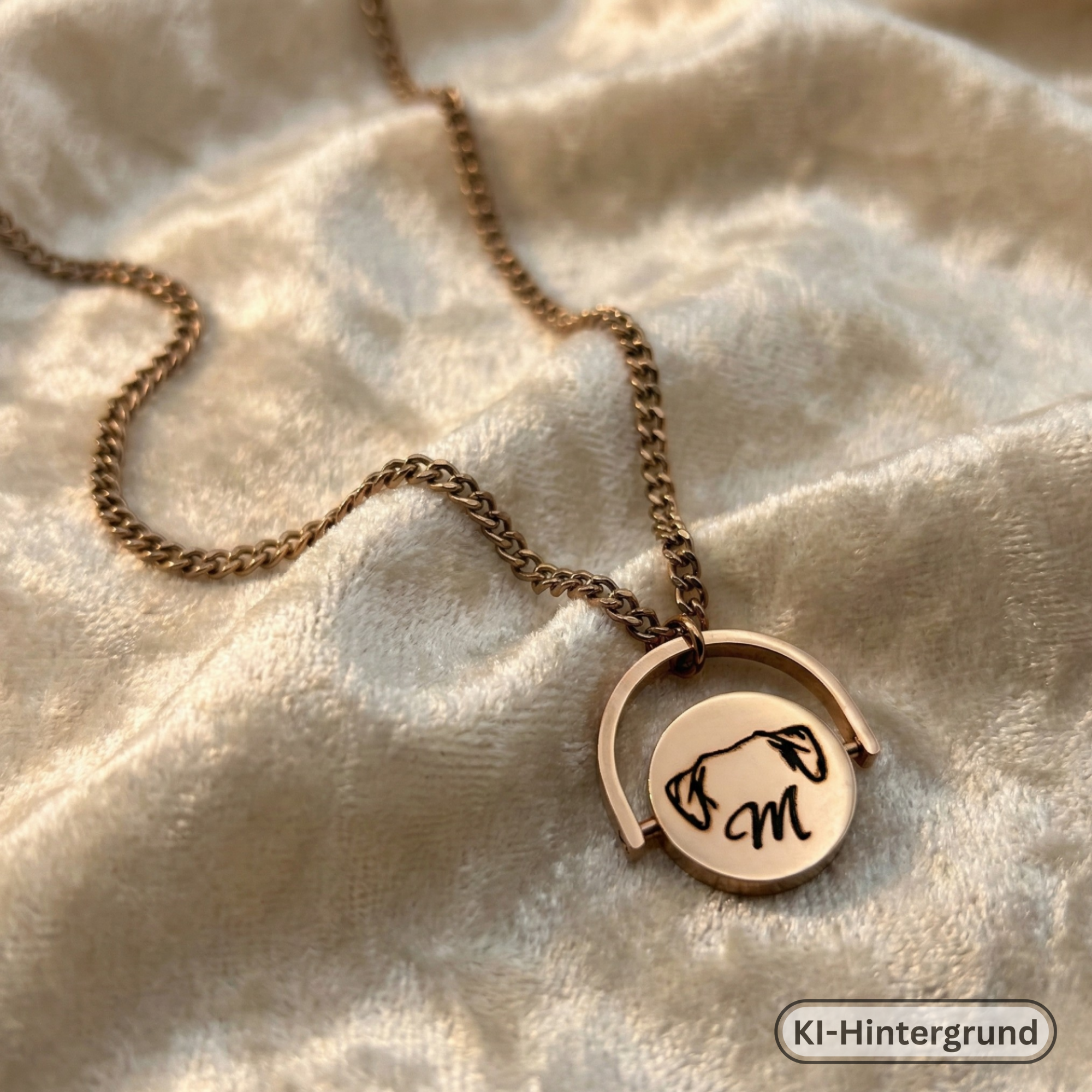 Round Spinner Necklace Stainless Steel with Engraving