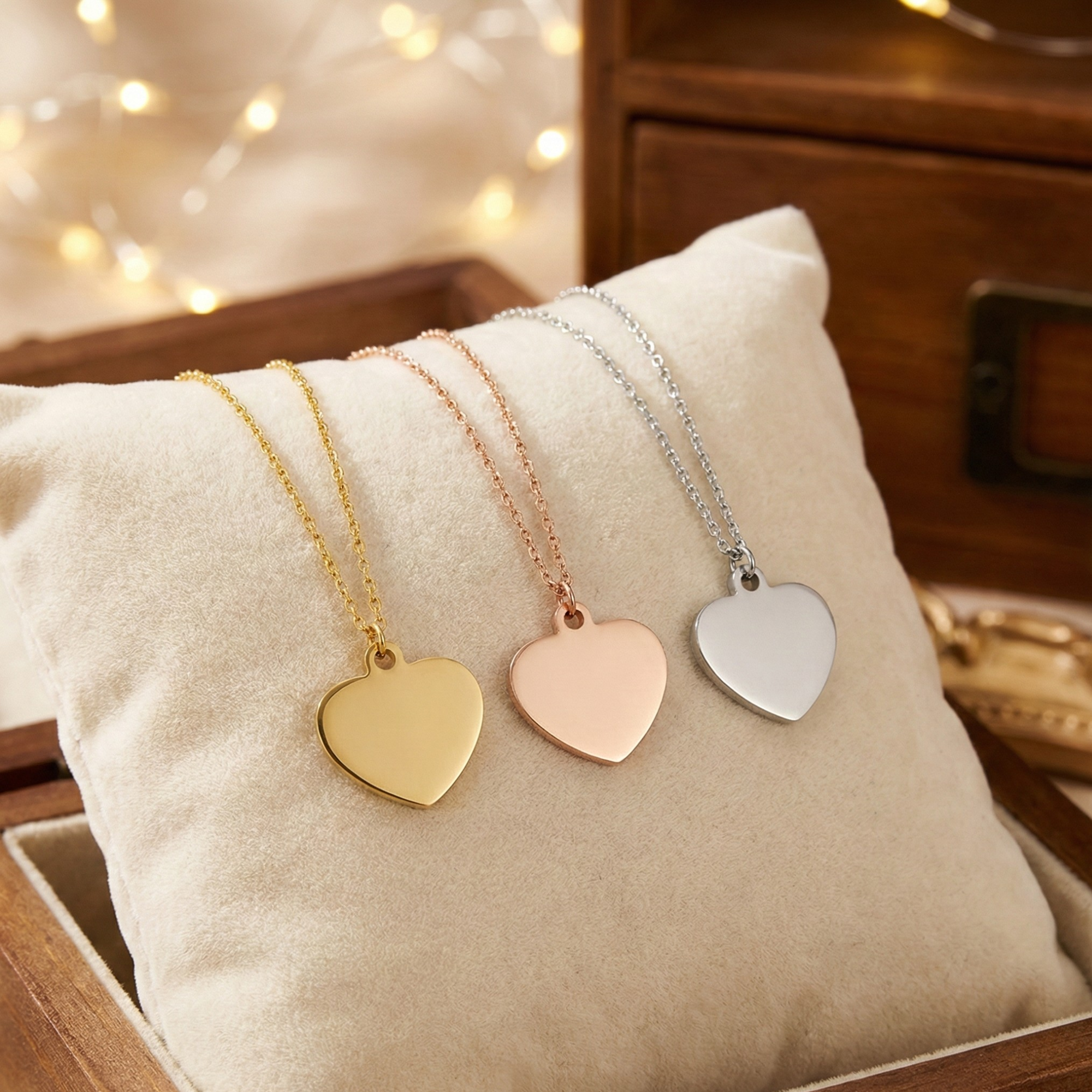 Herz Halskette Edelstahl mit Gravur 