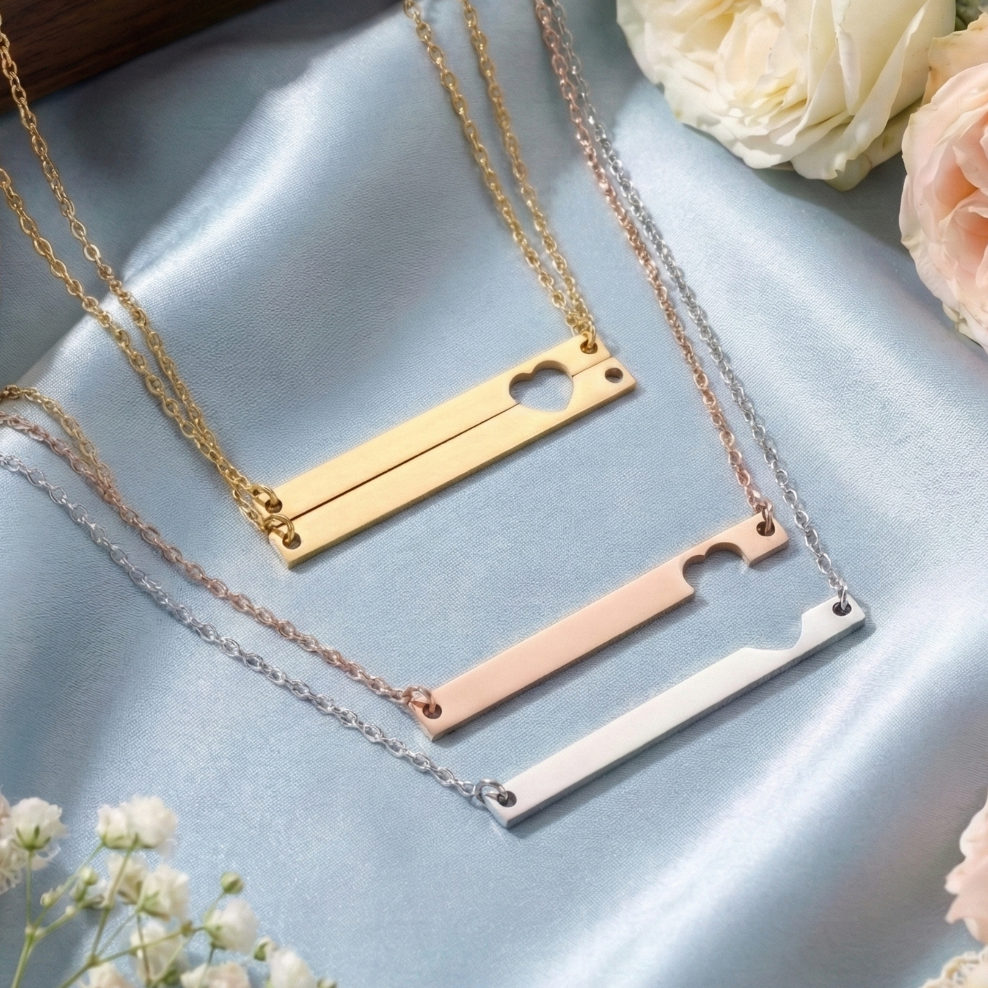 Herz Paar Kette Edelstahl mit Gravur