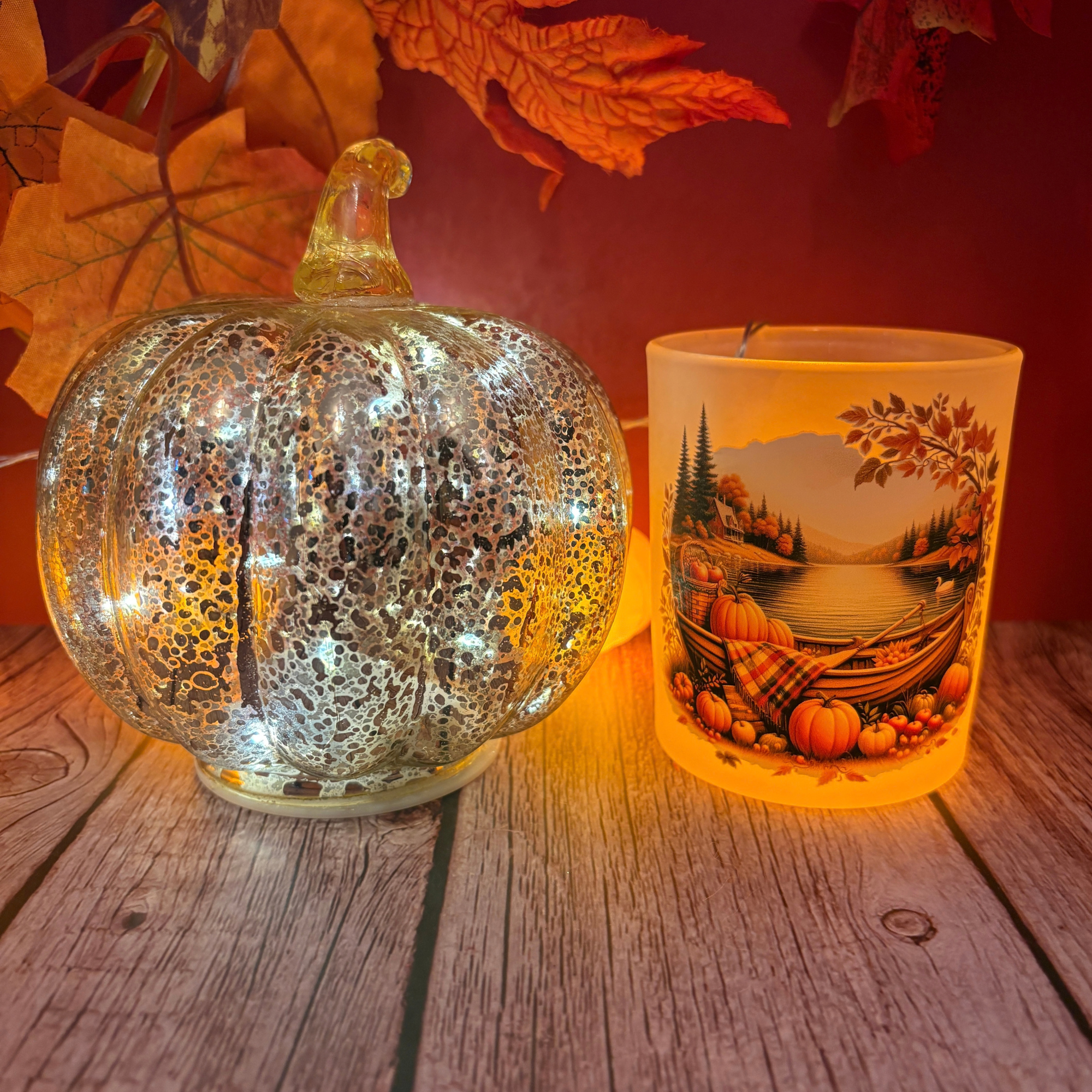 Frosted Glass Tealight Holder "Autumn & Halloween Edition" 